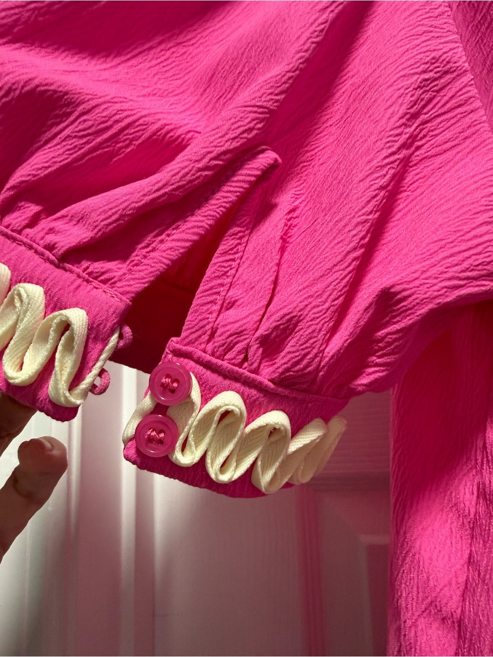 JODIFL Hot Pink Ruffled Trim Blouse - Picture 6 of 9